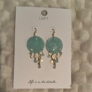 LOFT Green and Gold Chandelier Earrings